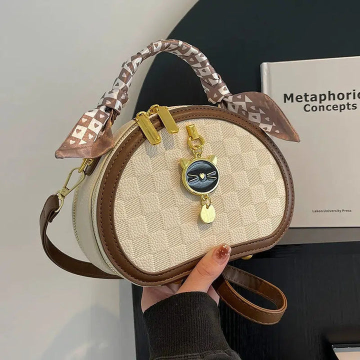 Scarf Accent Oval Handbag