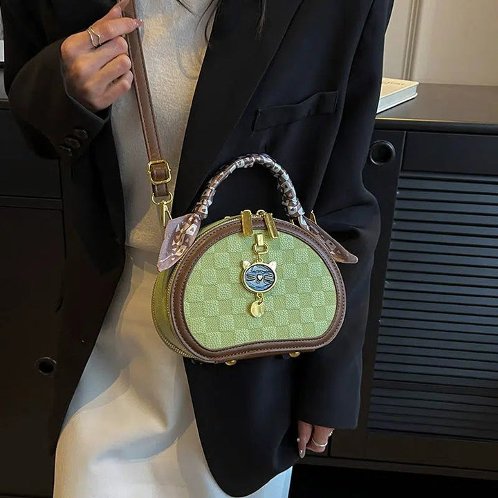 Scarf Accent Oval Handbag