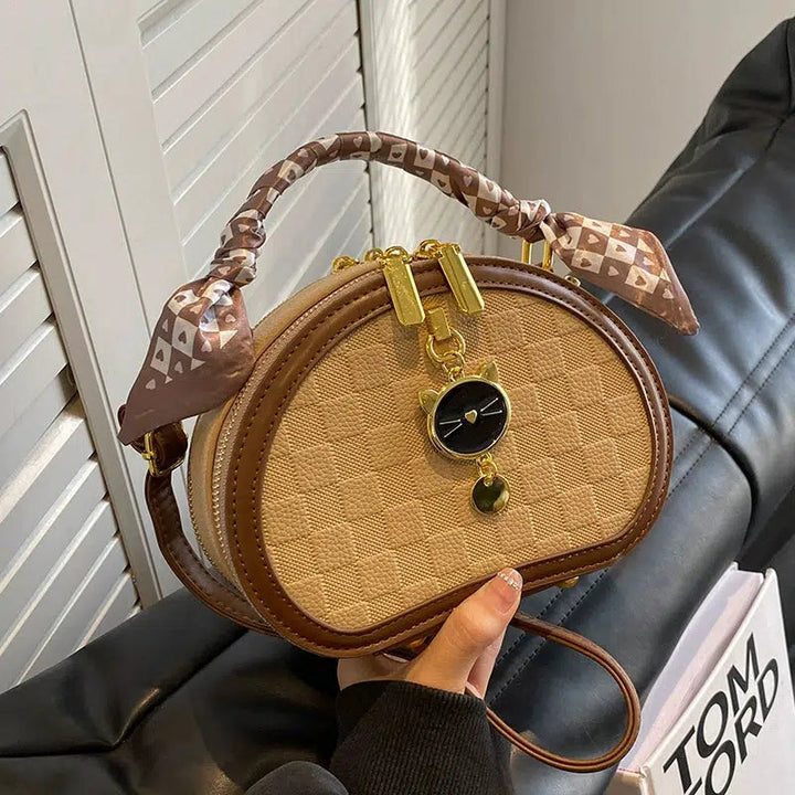 Scarf Accent Oval Handbag