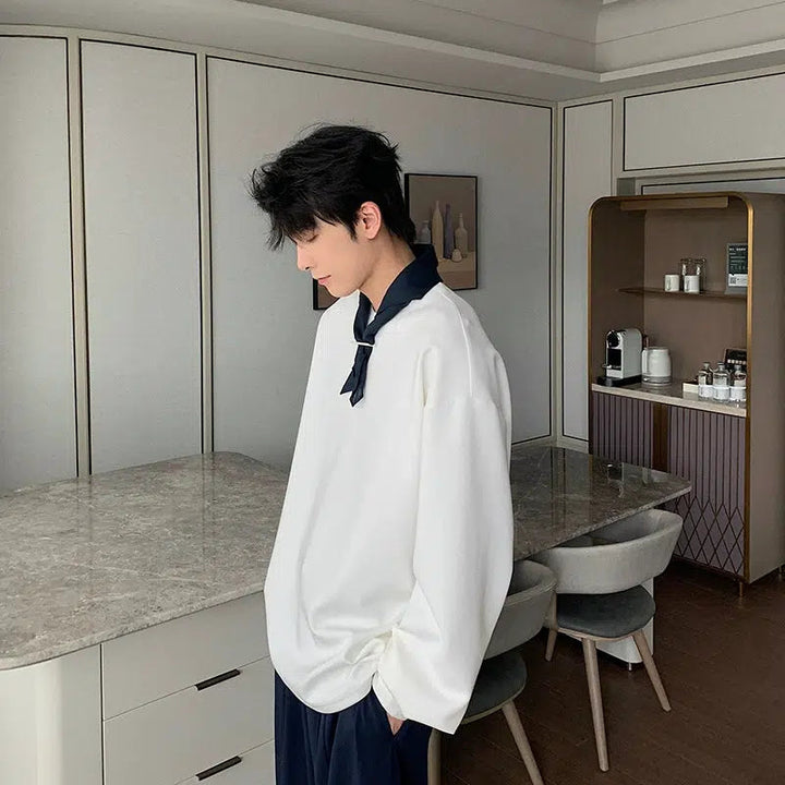 Scarf Accessory Crew Neck Pullover