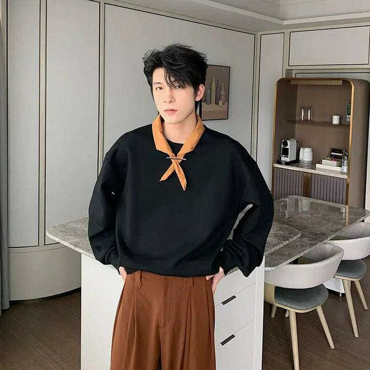 Scarf Accessory Crew Neck Pullover