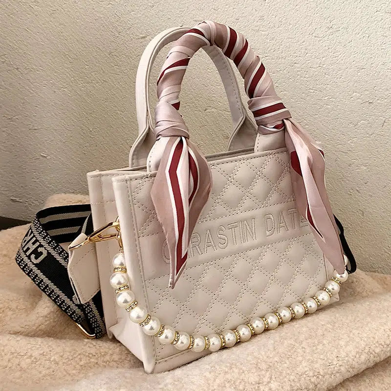 Scarf Accessory Pearl Handle Tote Bag