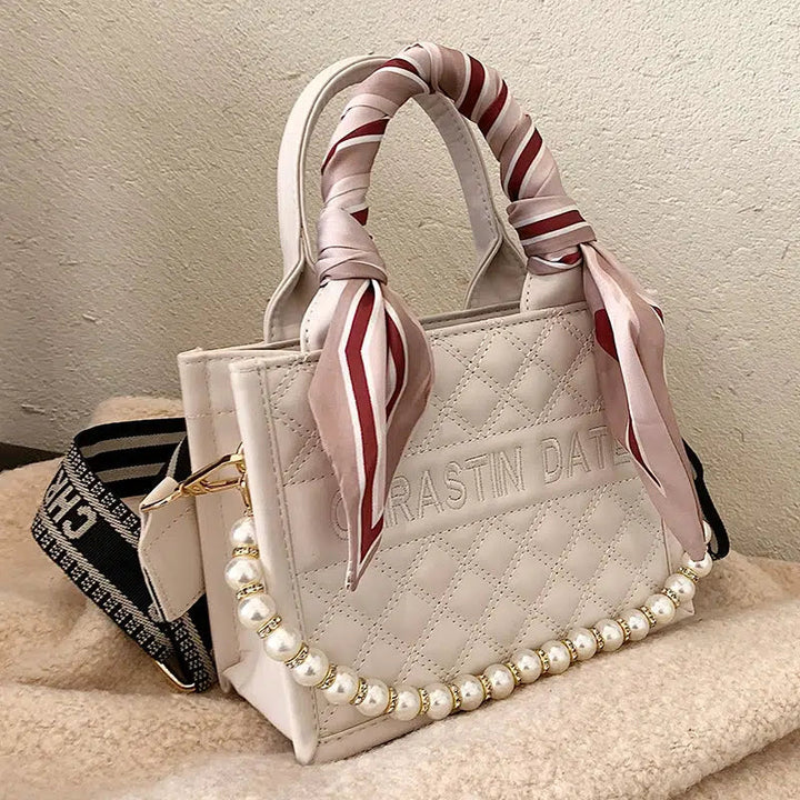 Scarf Accessory Pearl Handle Tote Bag