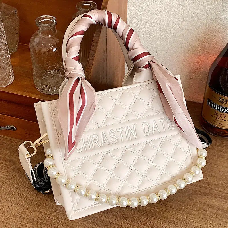Scarf Accessory Pearl Handle Tote Bag