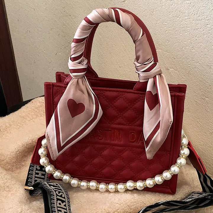 Scarf Accessory Pearl Handle Tote Bag