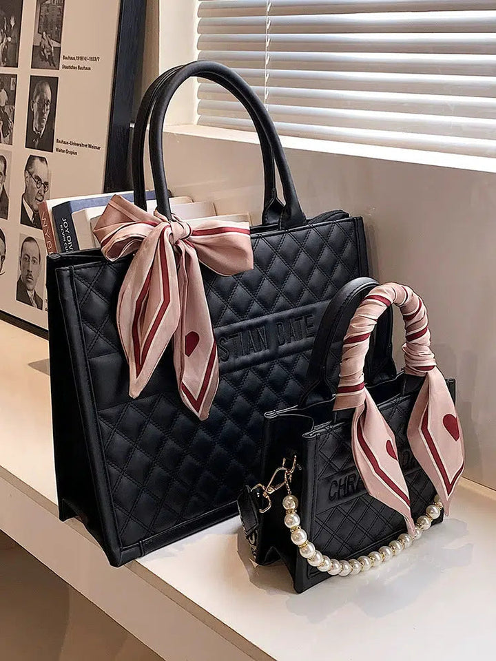 Scarf Accessory Pearl Handle Tote Bag