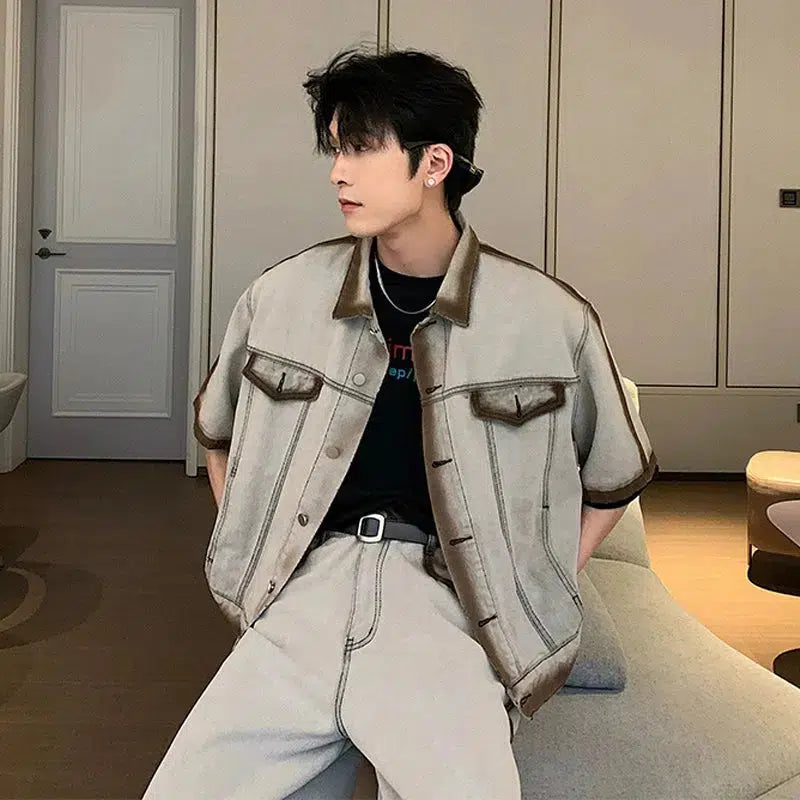 Short-sleeved Denim Suit