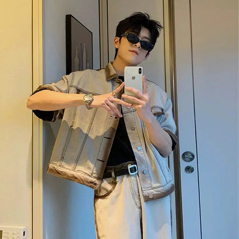 Short-sleeved Denim Suit