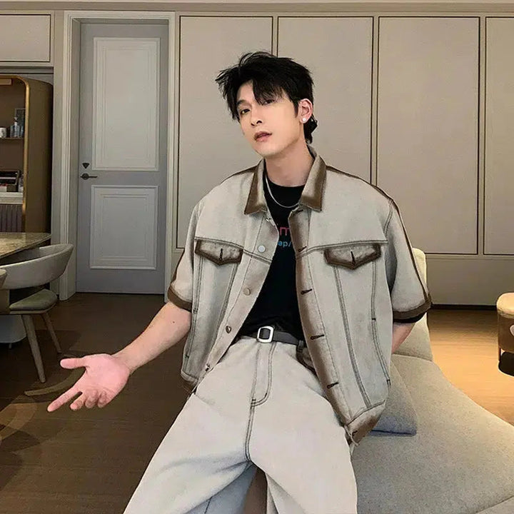 Short-sleeved Denim Suit