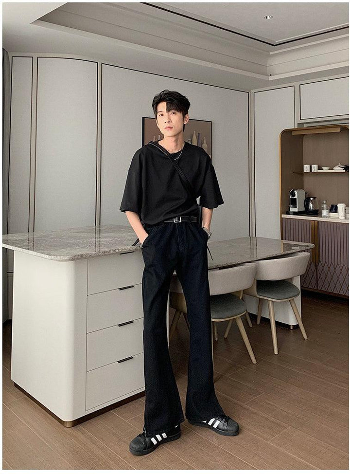 Side Zipper Slit Flare Jeans