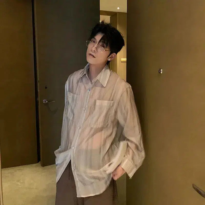 Silk Striped Button-Up Shirt