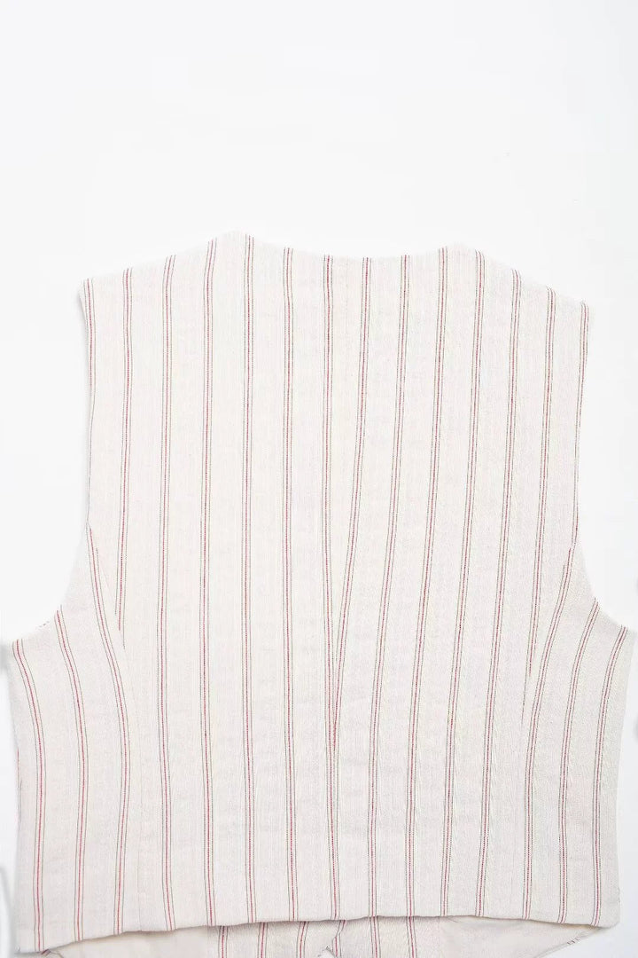 Sleeveless Striped Vest and Shorts Set