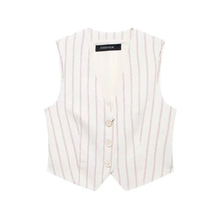 Sleeveless Striped Vest and Shorts Set