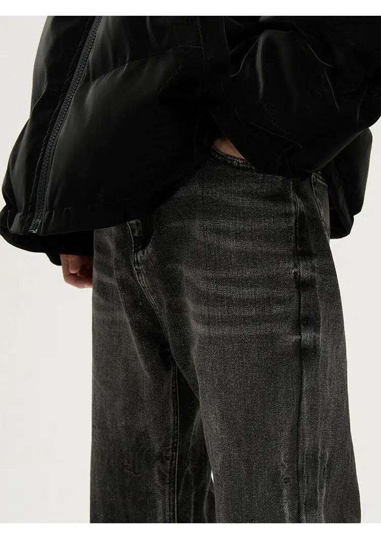 Slim Fit Washed Straight Leg Jeans