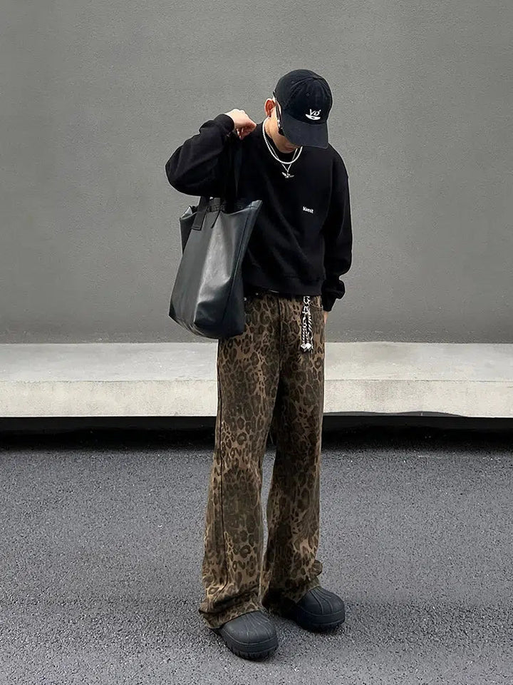 Slim Straight Leopard Print Jeans