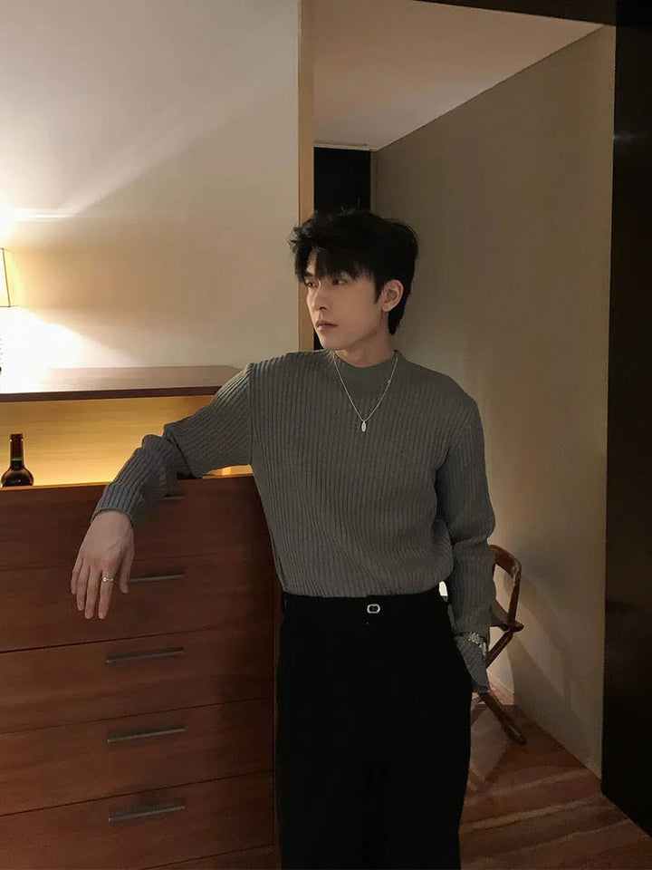 Slim-fit Half Turtleneck Bottoming Shirt