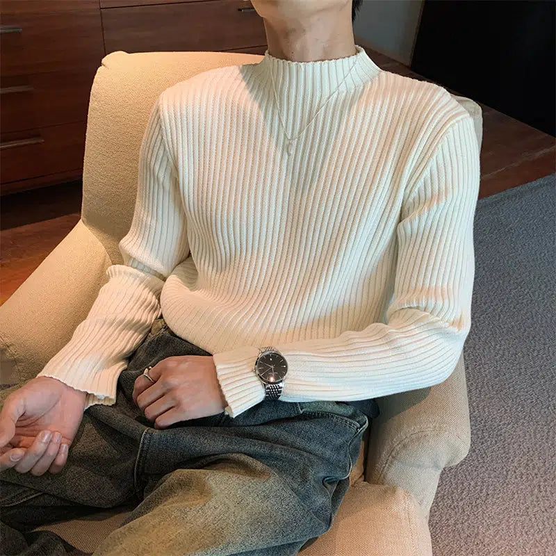 Slim-fit Half Turtleneck Bottoming Shirt