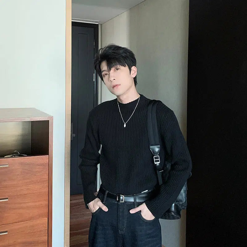 Slim-fit Half Turtleneck Bottoming Shirt