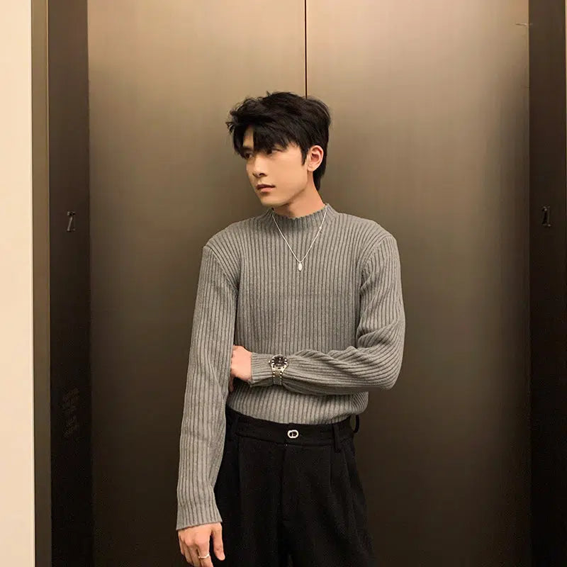 Slim-fit Half Turtleneck Bottoming Shirt