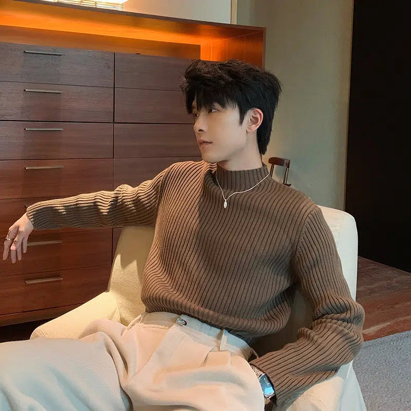 Slim-fit Half Turtleneck Bottoming Shirt