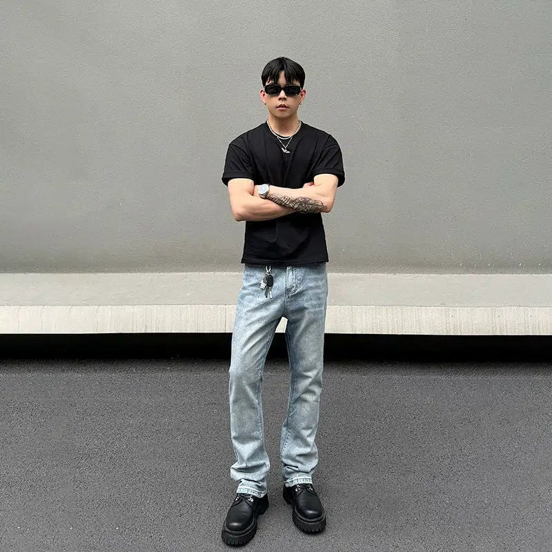 Slim-fit Light Blue Straight-leg Jeans