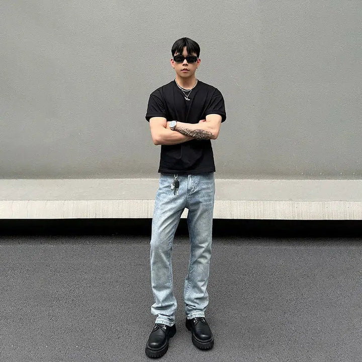 Slim-fit Light Blue Straight-leg Jeans