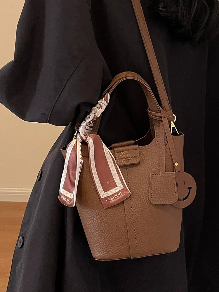 Smiley Charm Leather Handbag