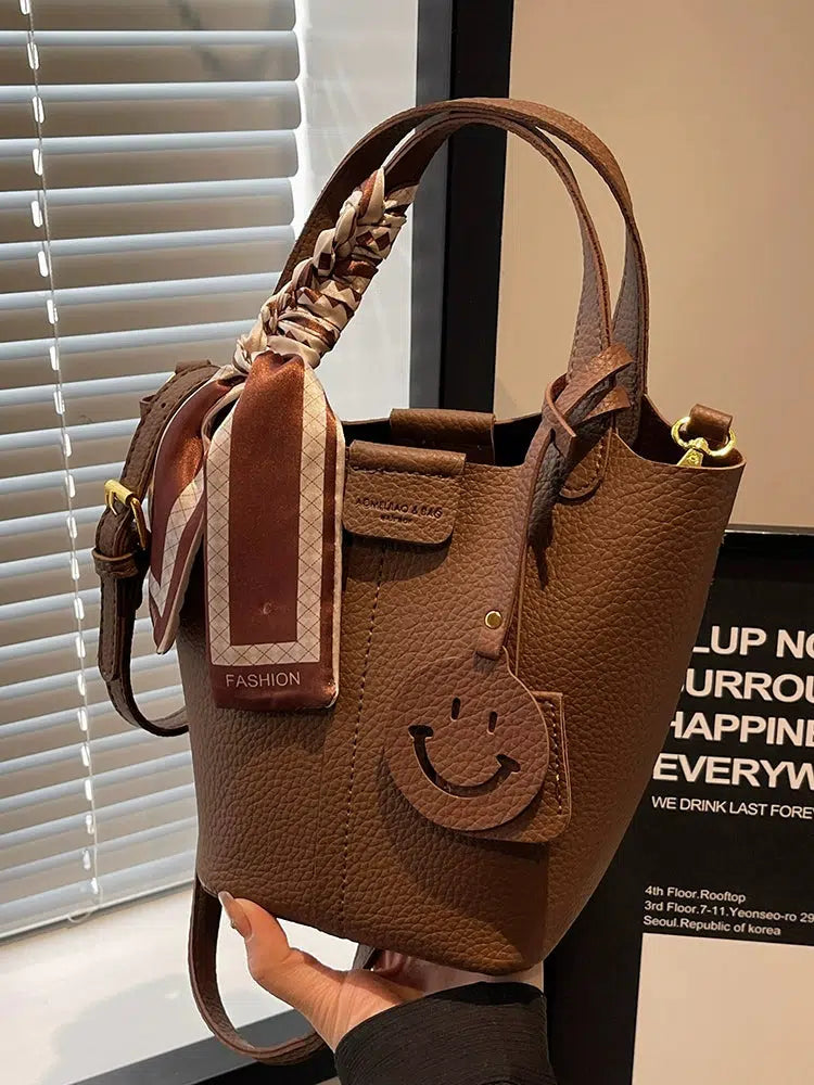 Smiley Charm Leather Handbag