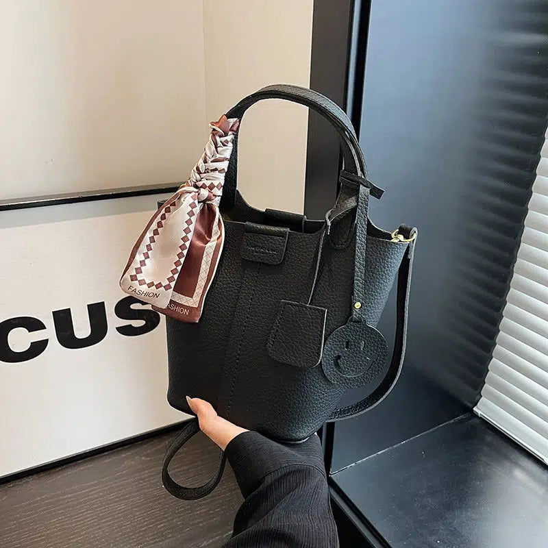 Smiley Charm Leather Handbag