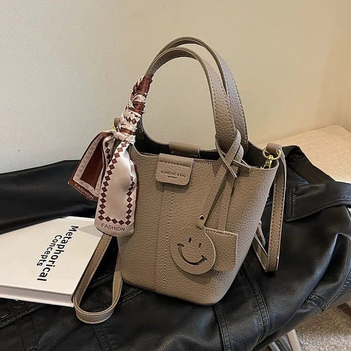 Smiley Charm Leather Handbag