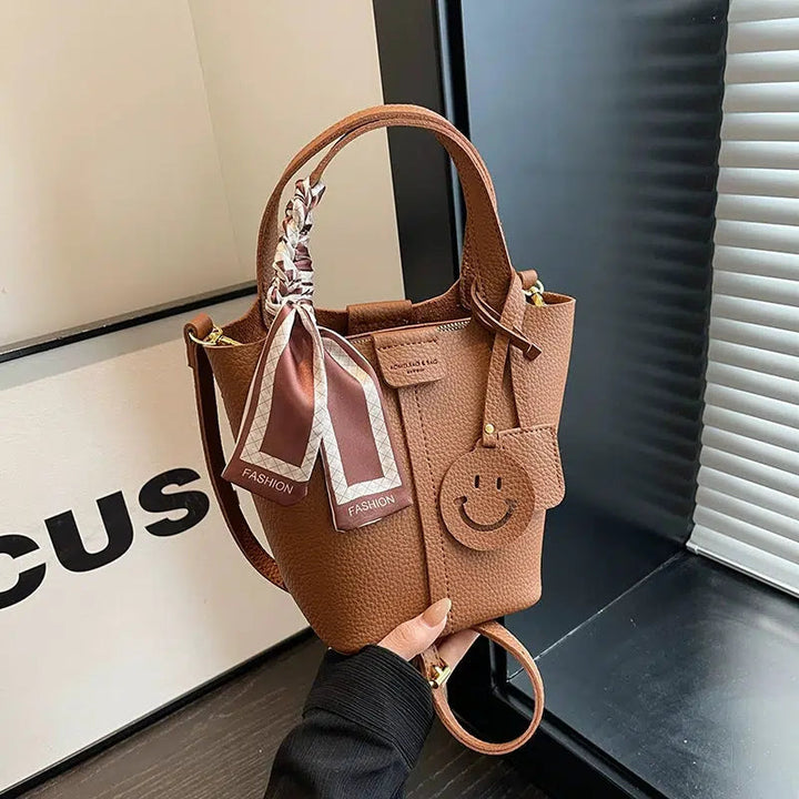 Smiley Charm Leather Handbag