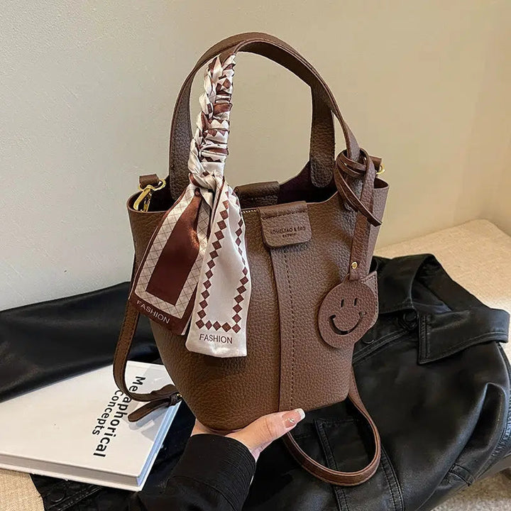 Smiley Charm Leather Handbag