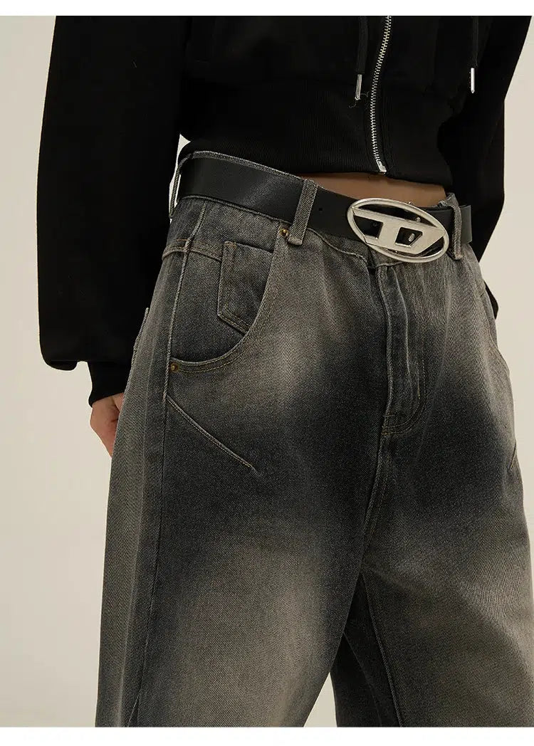 Smoke Gray Straight-leg Jeans
