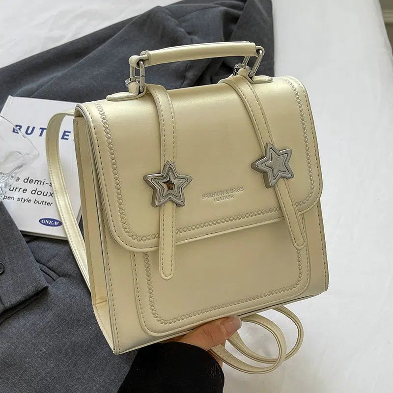 Star Charm Leather Backpack