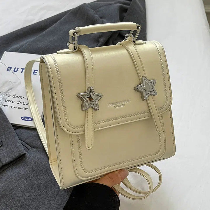 Star Charm Leather Backpack