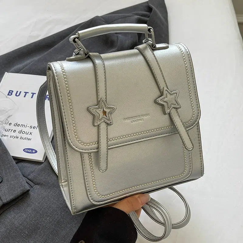 Star Charm Leather Backpack