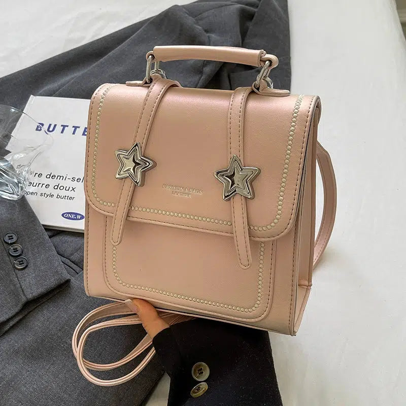 Star Charm Leather Backpack