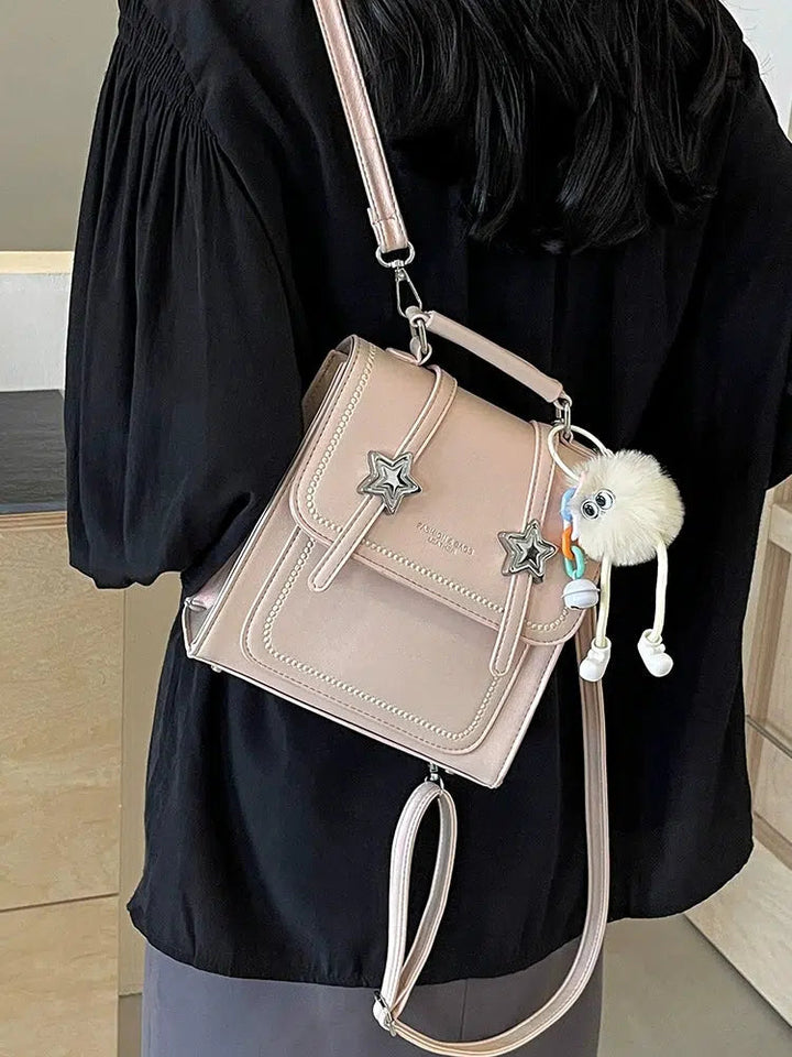 Star Charm Leather Backpack