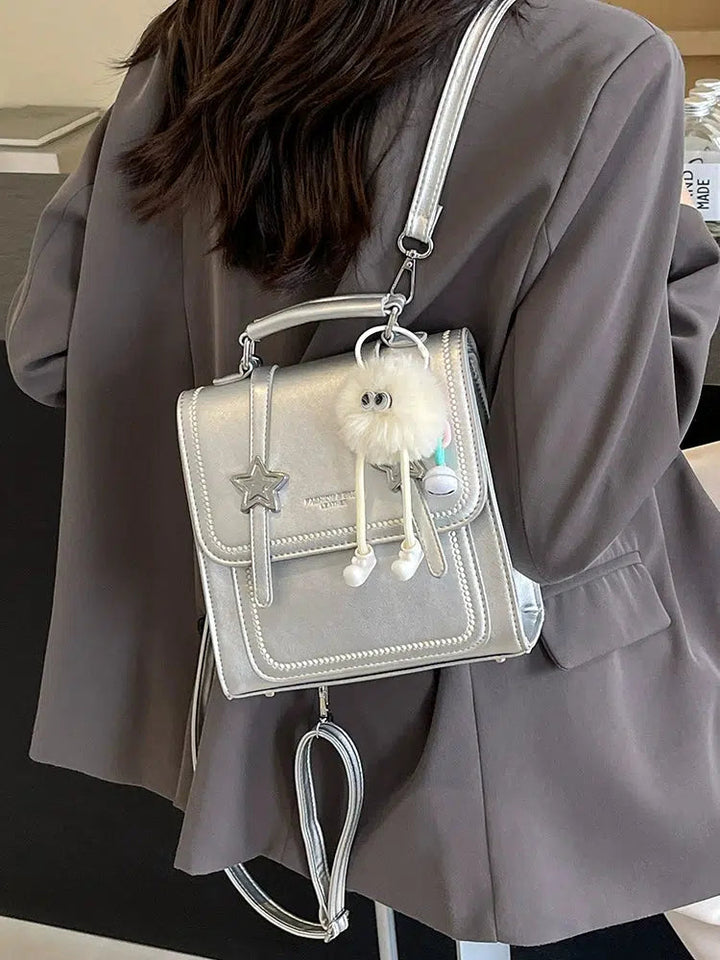 Star Charm Leather Backpack