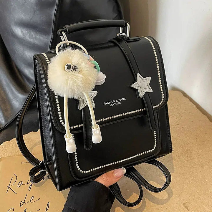Star Charm Leather Backpack