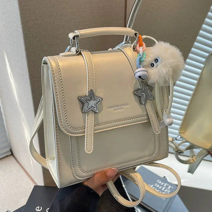 Star Charm Leather Backpack