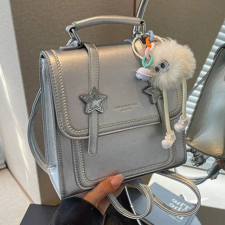 Star Charm Leather Backpack