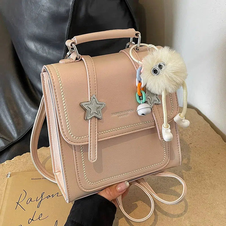 Star Charm Leather Backpack