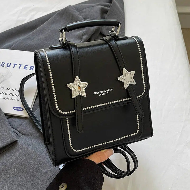 Star Charm Leather Backpack