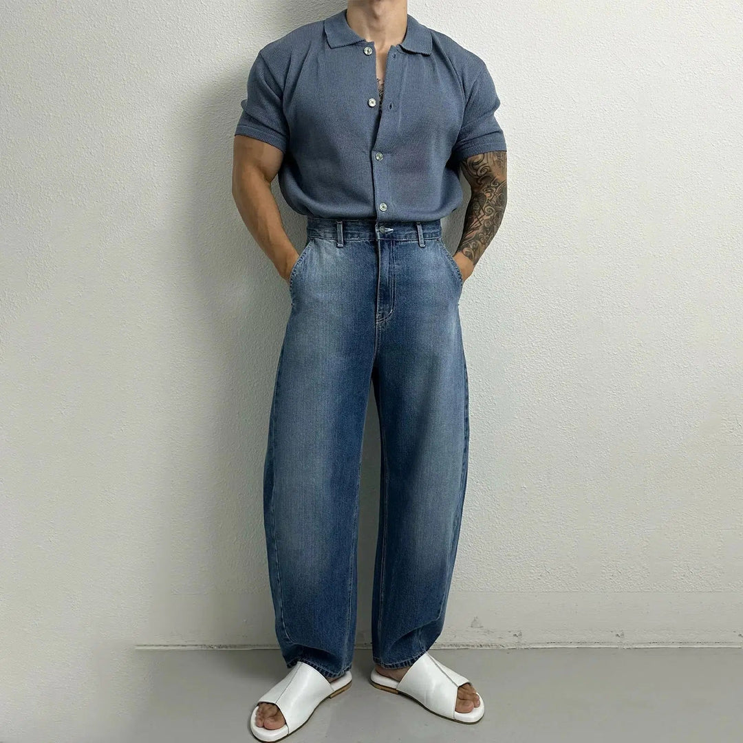 Stretch Slim Fit Knitted Polo Thin Shirt