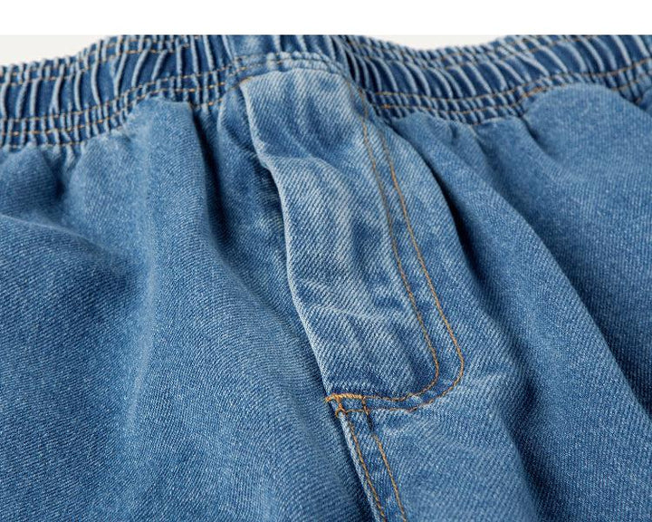 Tapered Drawstring Elastic Waist Jeans