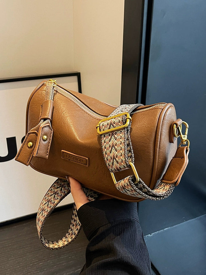 Tassel Accent Leather Shoulder Bag