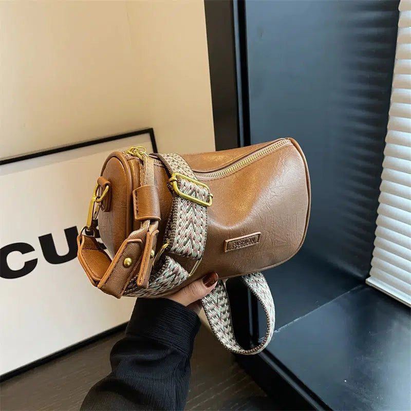 Tassel Accent Leather Shoulder Bag