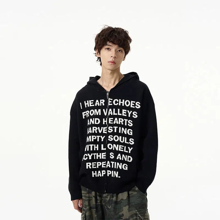 Text Print Hooded Sweater
