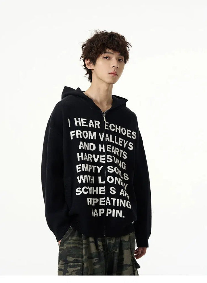 Text Print Hooded Sweater
